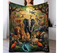 AAPZY Animaux de la Jungle Plaid Couverture Polaire - Plaid Canapé Taille, Couverture Douce Et Chaude, Plaid Jeté Canapé Flanelle, Impression Numérique 3D Flannel Blanket - Haute Qualité （100×130cm）