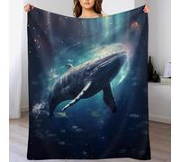 AAPZY Baleine Plaid Couverture Polaire, Couverture Polaire Haute Qualité en Flanneladaptée Aux Canapés Et Aux Lits - Chaud, Épais, Durable, Facile À Entretenir （130×180cm）