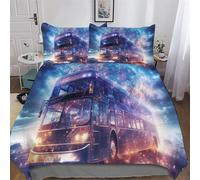 AAPZY Bus Voiture Motif Parure De Lit Housse De Couette avec Taies d'oreiller 3 Pièces 3D Imprimé Housse Couette en Microfibre Coton, pour Adultes Enfants King (220x240cm)