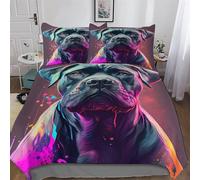 AAPZY Cane Corso coloré Motif Parure De Lit 3 Pièces avec Fermeture Eclair avec Taie d'oreiller 3D Douce Microfibre Coton Housse De Couette pour Enfants Adultes King (220x240cm)
