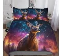 AAPZY cerf Housse De Couette avec Taie d'oreiller Parure De Lit pour Toutes Les Saisons Hypoallergénique Microfibre Coton Ensemble Housse Couette Double (200x200cm)