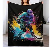 AAPZY Couverture en Flannel - Couvre-lit et Couvre-canapé en Polyester Doux et Léger, Hockey sur Glace, (130×150cm)