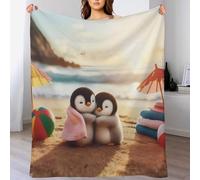 AAPZY Couverture Épaisse Douce Et Chaude Confortable en Flanelle Polaire Couverture De Canapé Couverture pour Cute Pingouin Lavable À La Machine Facile À Manipuler （130×180cm）