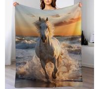 AAPZY Couverture Moelleuse avec Motif De Cheval - - Couverture Polaire Douce Flannel - Couverture De Canapé Chaude - Convient À Toutes Les Saisons （130×180cm）