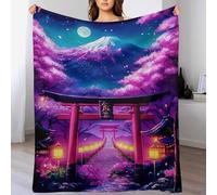 AAPZY Couverture Polaire avec Motif De Cerise Tree Japan Art, en Flannel Douce Chaude Et Confortable, pour Canapé Ou Lit. Linge De Lit Couvre-lit Couverture （100×130cm）