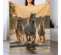 AAPZY Couverture Polaire Cheval, Couverture en Flannel Moelleuse Douce Chaude, Lavable en Machine, Couverture pour Canapé Ou Lit, Convient À Toutes Les Saisons. （180×200cm）