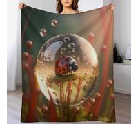 AAPZY Couvre-lit Coccinelle, Couverture en Flannel, Douillet, Léger, Durable, Doux pour la Peau, Résistant à la Ride, Hypoallergénique, Non Pelucheux, 100% Polyester, Taille: 130x180cm, Rouge