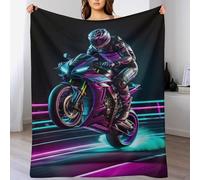 AAPZY Couvre-lit Moto Racing, Couverture en Flannel, 130x150cm, Polyester, Throw Blanket, Blanket, Couvre-lit, Motocyclette, Hiver, 1kg