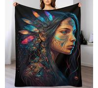 AAPZY Princesse amérindienne Plaid Couverture Polaire, Couverture en Flanelle Flannel Imprimée, Couverture Confortable Douce pour Lit, Sofa Et Canapé-Lit （180×200cm）