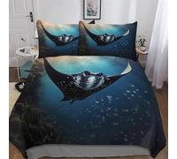 AAPZY Raie Manta Housse De Couette avec Taies d'oreiller 3 Pièces Housse De Couette Microfibreavec Fermeture Éclair Parure De Lit pour Adultes Et Adolescents Double (200x200cm)