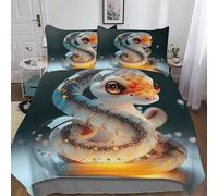 AAPZY Serpent Parure De Lit 2 Pièces Housse De Couette Drap Housse avec Taies D'oreillers pour Enfants Adultes Microfibre Douce Coton Housse Couette Single (135x200cm)