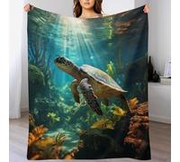 AAPZY Tortue Plaid Couverture Polaire - Plaid Canapé Taille, Couverture Douce Et Chaude, Plaid Jeté Canapé Flanelle, Impression Numérique 3D Flannel Blanket - Haute Qualité （180×200cm）