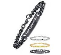 AAQ Bracelet Homme Personnalisé Nom, Bracelet Acier Inoxydable avec Prénom Gravé, Cadeaux Personnalisés pour Homme, Petit Ami, Mari, Papa