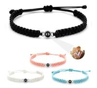 AAQ Bracelet photo personnalisé - bracelet avec photo à l’intérieur, bracelets de projection personnalisable, cadeau personnalisé homme femme anniversaire Noël (Tressage large)