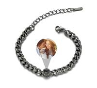 AAQ Bracelet photo personnalisé - bracelet avec photo à l’intérieur, bracelets de projection personnalisable, cadeau personnalisé homme femme anniversaire Noël (Chaîne cubaine)