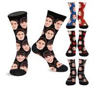 AAQ Chaussette Personnalisé Photo - Chaussettes Cadeau Original avec Visage - Pour Couple, Saint-Valentin, Fête des Amoureux - Cadeau Drôle et Unique (Grosse tête)