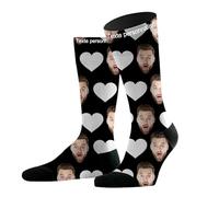 AAQ Chaussettes Personnalisées avec Photo et Texte - Cadeau Original pour Homme et Femme - Idée Cadeau pour Noël, Anniversaire, Fête des Pères, Fête des Mères et Saint-Valentin (Amour)