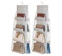 AARAINBOW Lot de 2 organiseurs de sac à main à suspendre, 8 poches faciles d'accès pour armoire, placard, organiseurs pour économiser de l'espace en fibre de polyester respirante + organisateur de sac
