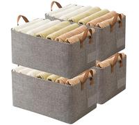 AARAINBOW Lot de 4 bacs de rangement empilables en tissu avec cadre en acier - Paniers de rangement pliables en tissu - 23 l (4 gris)