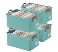 AARAINBOW Lot de 4 boîtes de rangement empilables et pliables en tissu avec cadre en acier pour organiser les vêtements et les jouets, 23 l (4 verts avec couvercle)
