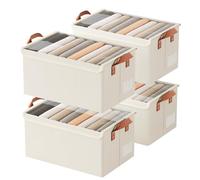 AARAINBOW Lot de 4 boîtes de rangement pour vêtements avec couvercles, empilables et pliables en tissu avec cadre en métal, 23 L (B 4 blanc avec couvercle)