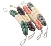 AARainbow Lot de 4 éponges longues extensibles pour le dos avec poignées en corde - Éponge exfoliante en luffa tressée (B-1 gris + 1 vert + 1 rose + 1 café)