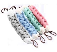 AARainbow Lot de 4 éponges longues extensibles pour le dos avec poignées en corde pour le bain, la douche, le nettoyage en profondeur du corps pour homme et femme (bleu + gris + vert + rose)