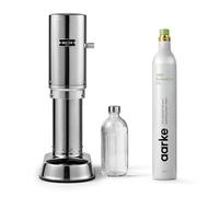 Aarke Carbonator Pro Machine à gazéifier avec bouteille en verre, finition acier inoxydable - cylindre de CO2 AARKE 60 l, 100 pourcent renouvelable