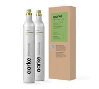 Aarke Lot de 2 cylindres de CO2 de 60 l pour machine à gazéifier l'eau, 100% renouvelable, compatible avec tous les machines à gazéifier avec cylindre à gaz à vis