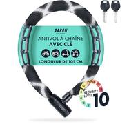 AARON Cobra - Antivol de vélo avec clé - Chaîne en acier de 105 cm à haute sécurité - Pour vélo électrique, VTT, trekking, randonnée et route - Noir