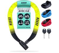 AARON Lock One - Antivol de vélo avec clé, antivol à chaîne en acier et niveau de sécurité élevé - Pour vélo électrique, VTT, trekking, vélo de tourisme - Jaune