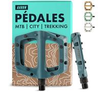 AARON Pédales de VTT en Fibres de Nylon Ultra légères avec roulements à Billes industriels étanches - Antidérapantes grâce à 8 Broches - pédales de vélo Tout-Terrain, vélo électrique, Descente