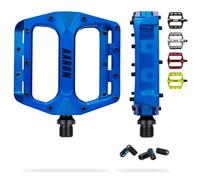 AARON - Pédales de VTT Rock - en Aluminium/à Plateforme - avec roulements à Billes industriels étanches/Picots Amovibles antidérapants - pour vélo électrique/VTT/VTC/Autre (Bleu)