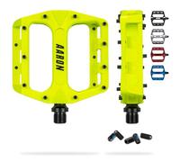 AARON - Pédales de VTT Rock - en Aluminium/à Plateforme - avec roulements à Billes industriels étanches/Picots Amovibles antidérapants - pour vélo électrique/VTT/VTC/Autre (Jaune)