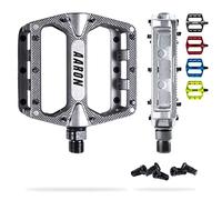 AARON - Pédales de VTT Rock - en Aluminium/à Plateforme - avec roulements à Billes industriels étanches/Picots Amovibles antidérapants - pour vélo électrique/VTT/VTC/Autre (Gris)