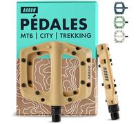 AARON - Pédales Dirt en Plastique - avec roulements à Billes industriels de qualité - Surface antidérapante/Forme Plate - à Plateforme - pour VTT Dirt/vélo électrique/vélo de Ville/Autre - Sable