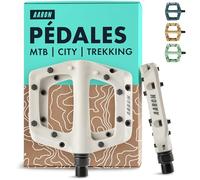 AARON - Pédales Dirt en Plastique - avec roulements à Billes industriels de qualité - Surface antidérapante/Forme Plate - à Plateforme - pour VTT Dirt/vélo électrique/vélo de Ville/Autre - Blanc