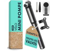 AARON Pocket One Mini Pompe à vélo pour Toutes Les valves - Pompe à air compacte adaptée à Tous Les Cadres - Pompe Manuelle pour Les déplacements avec kit de gonflage Gratuit - Pompe à Roue en