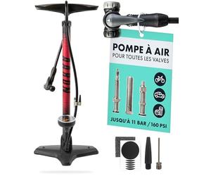 AARON - Pompe à Pied pour vélo Sport One - avec manomètre/pour Tous Types de valves/Haute Pression - avec Aiguille à Ballon - pour vélo électrique/VTT/vélo de Course/Autre