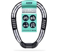 AARON Reflect Fahrradschloss mit 5 stelligem Zahlencode, 110cm Kettenschloss aus Stahl und hoher Sicherheitsstufe, Schloss für für E-Bike, Mountainbike, Trekkingrad, Tourenrad, Rennrad in Schwarz