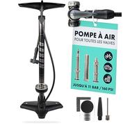 AARON - Pompe à Pied pour vélo Sport One - avec manomètre/pour Tous Types de valves/Haute Pression - avec Aiguille à Ballon - pour vélo électrique/VTT/vélo de Course/Autre - Gris