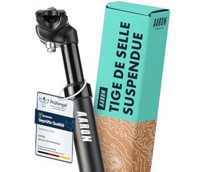 AARON - Tige de Selle de vélo Suspendue à Ressort - Aluminium - pour vélo électrique/VTT/VTC/vélo de Ville/Autre - Noir - diamètre 31,6 mm/Longueur 350 mm