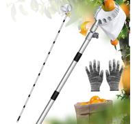 Aartner 4M Cueilleuse à fruits avec manche télescopique, 10 sections et cueilleuse à cerises avec tête réglable, sac en coton indéchirable et gants de jardin, aide à la cueillette pour arbres hauts