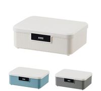 Aartner Boîte à pharmacie verrouillable à 2 couches avec serrure à combinaison, boîte verrouillable en ABS, boîte verrouillable avec couvercle pour téléphones portables, bonbons, collations (blanc