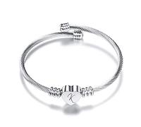 aaSccex 26 lettres Bracelet en fil d'acier inoxydable Bracelet en forme de cœur Collier Pologne (K, taille unique)