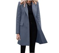 aaSccex Blazer long pour femme - Blanc - Blazer long - Élégant - Veste longue - Veste d'affaires - Trench surdimensionné - Veste mi-saison élégante, bleu clair, XXL
