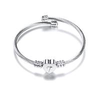 aaSccex Bracelet en fil d'acier inoxydable 26 lettres en forme de cœur Collier Pologne (taille unique)