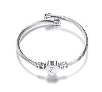aaSccex Bracelet en fil d'acier inoxydable 26 lettres en forme de cœur Collier Pologne (Z, taille unique)