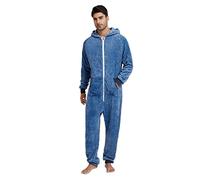 aaSccex Combinaison à capuche pour homme - Combinaison chaude et moelleuse - Une pièce - Pyjama tout-en-un avec fermeture éclair - Vêtements de nuit d'hiver - Vêtements de nuit - Pyjama pour femme