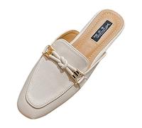 aaSccex Mules pour femme - Chaussures d'été élégantes - Bout fermé - Sandales plates confortables - Largeur supplémentaire - Sandales de plage, beige, 39 EU